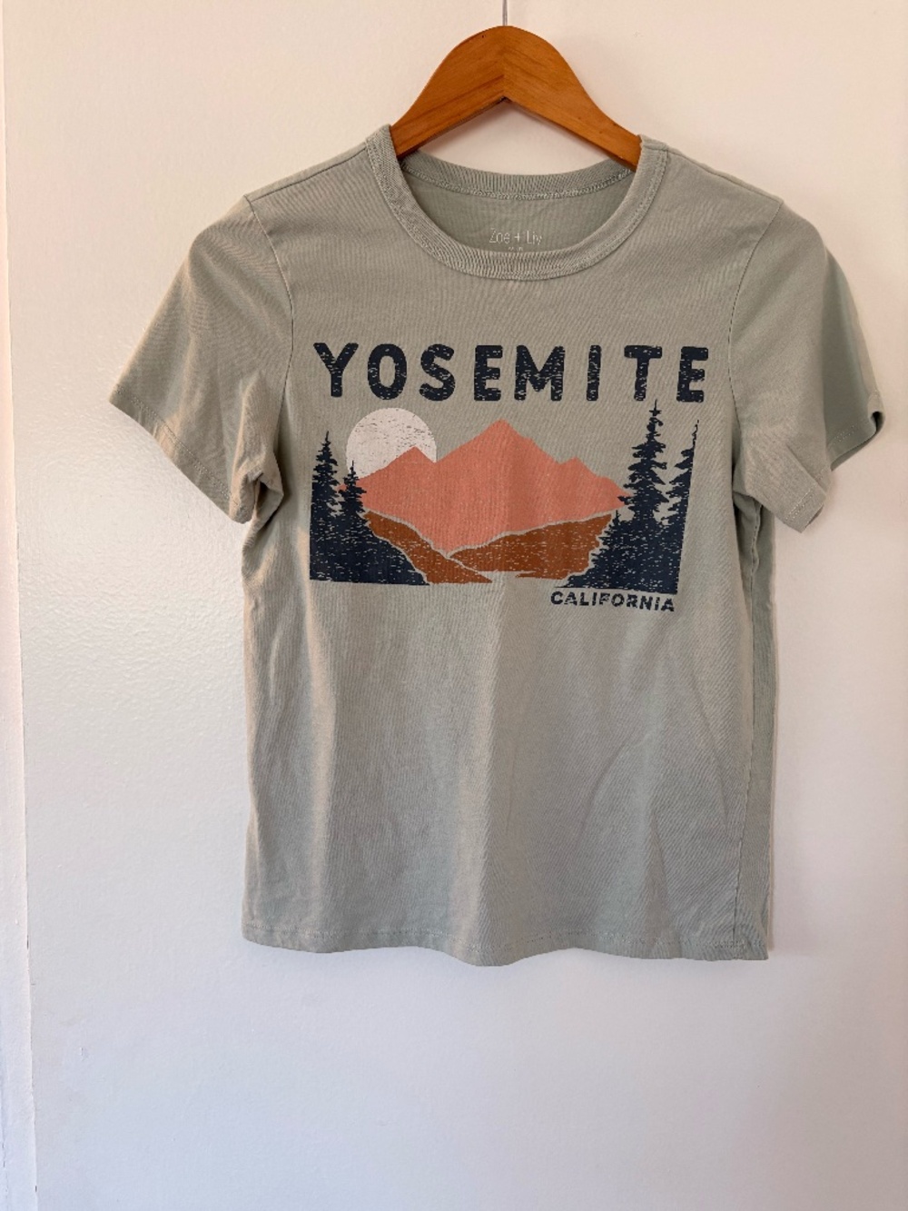 Zoe + Liv Yosemite Graphic Tee - Sage Green with Rust Accent